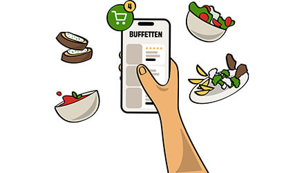 Stap 1 van hoe werkt het, jij bestelt eenvoudig online jouw buffet